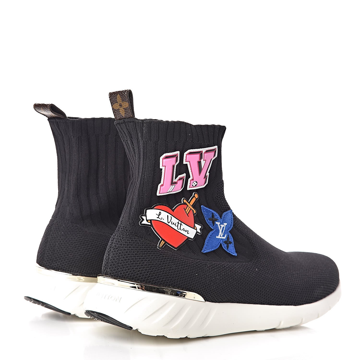Louis Vuitton Stretch Fabric LV Black Heart Sock Sneaker 41 Black 4 of 9