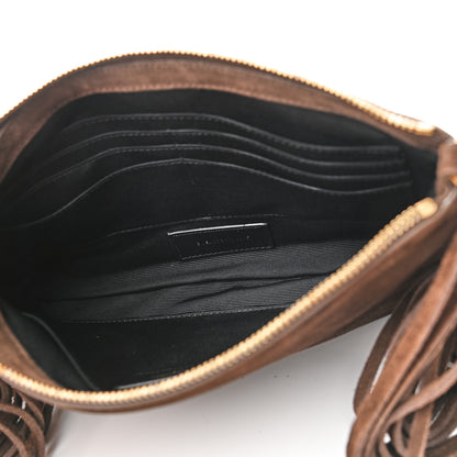 Saint Laurent Suede Calfskin Small Fringe Crossbody Bag Brown 5 of 10