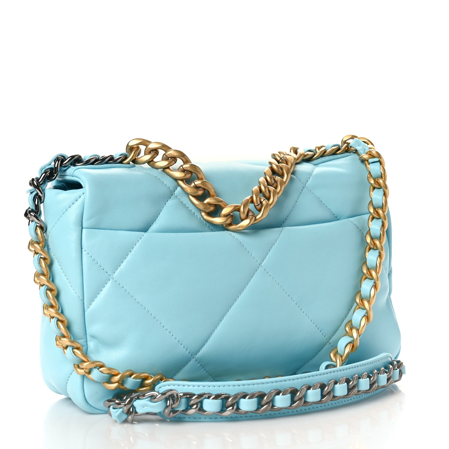 Chanel Lambskin Quilted Medium Chanel 19 Flap Light Blue 3 of 9