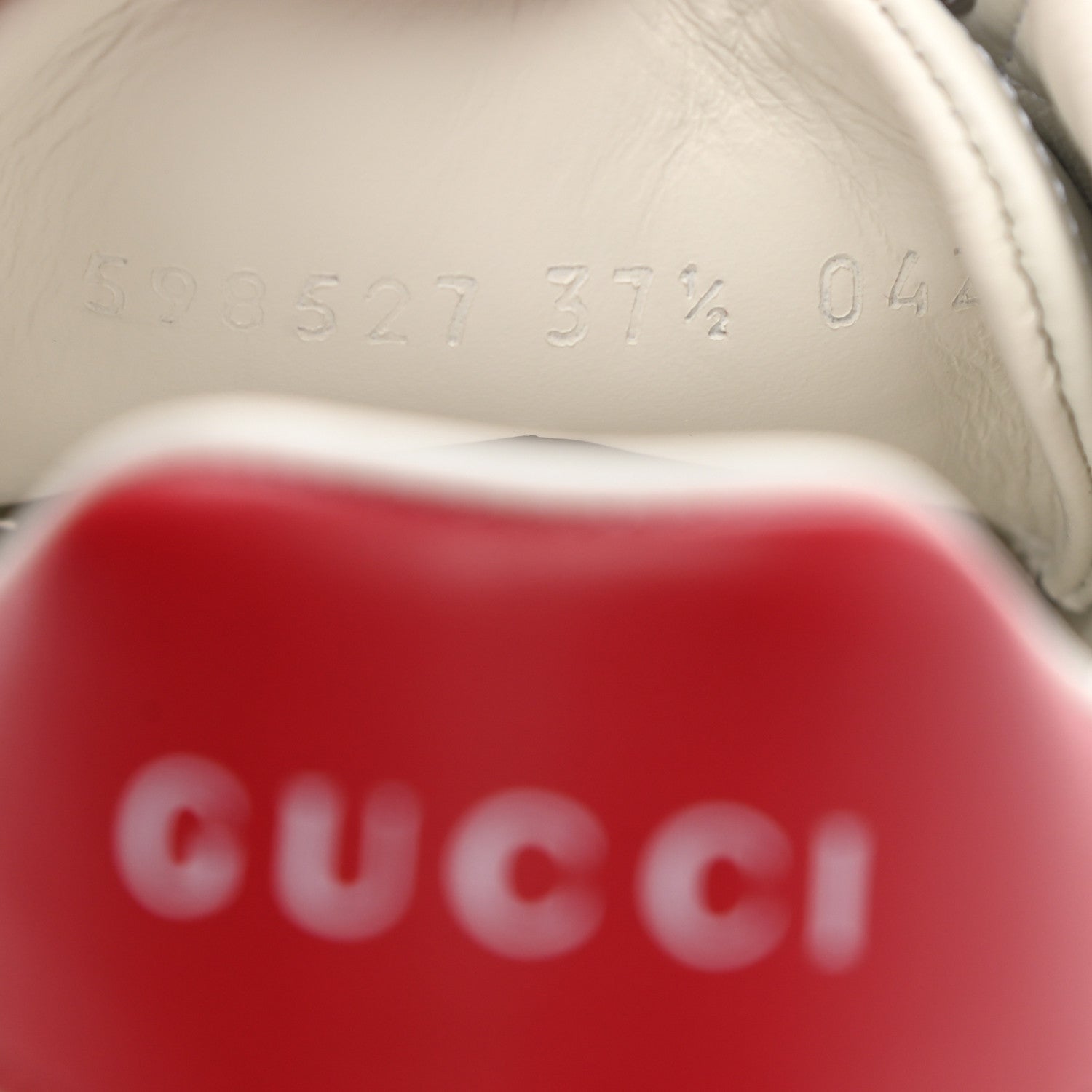 Gucci Calfskin Interlocking G Perforated Womens Ace Sneakers 37.5 White Hibiscus Red 9 of 11