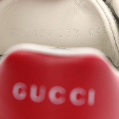 Gucci Calfskin Interlocking G Perforated Womens Ace Sneakers 37.5 White Hibiscus Red 9 of 11
