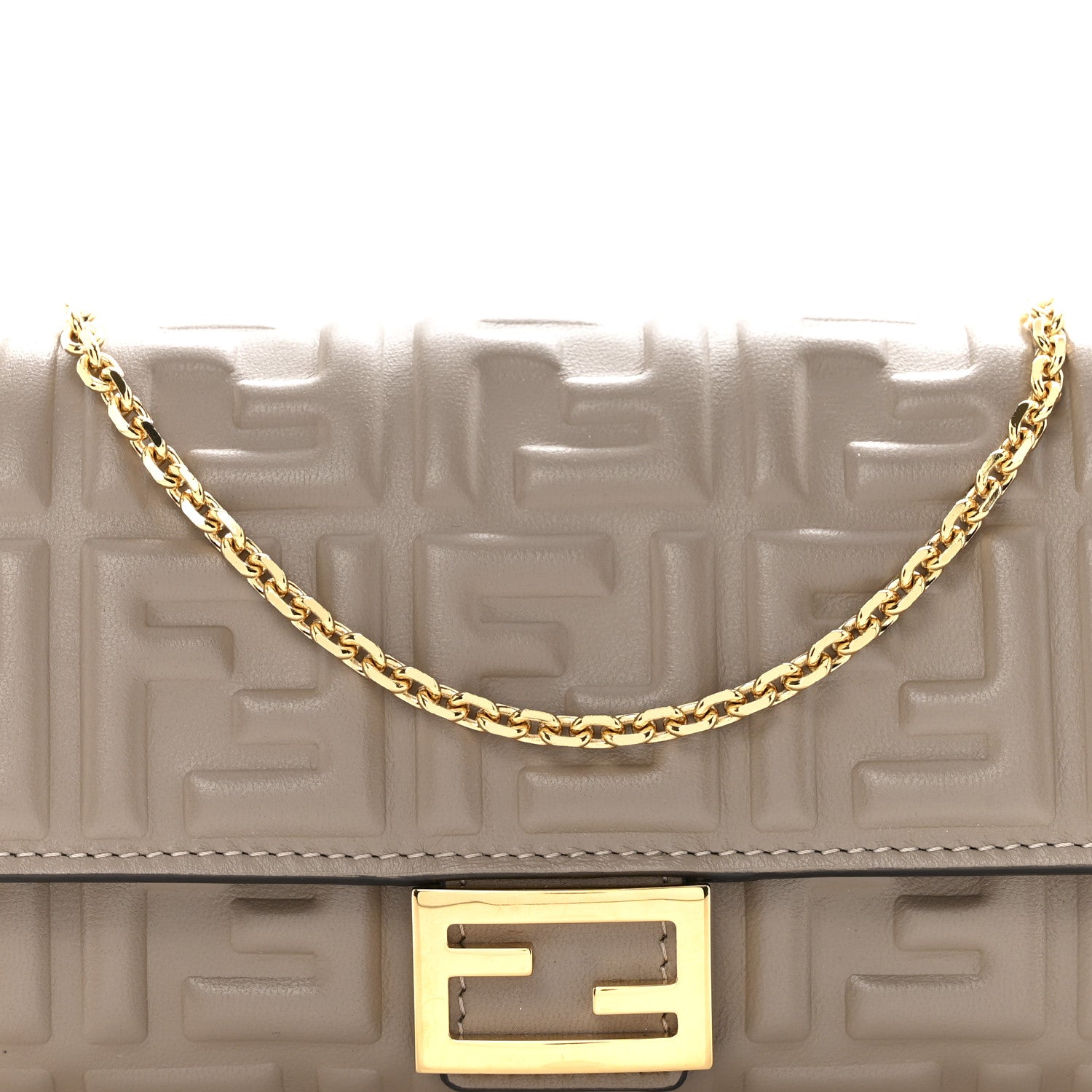 Fendi Nappa Matisse FF Embossed Continental Wallet On Chain Tortora 8 of 12