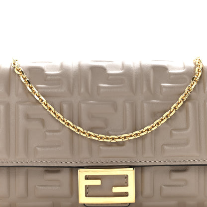 Fendi Nappa Matisse FF Embossed Continental Wallet On Chain Tortora 8 of 12
