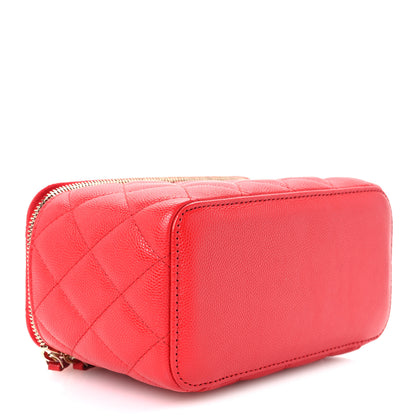 Chanel Caviar Quilted Small Vanity Case With Chain Red 3 of 10