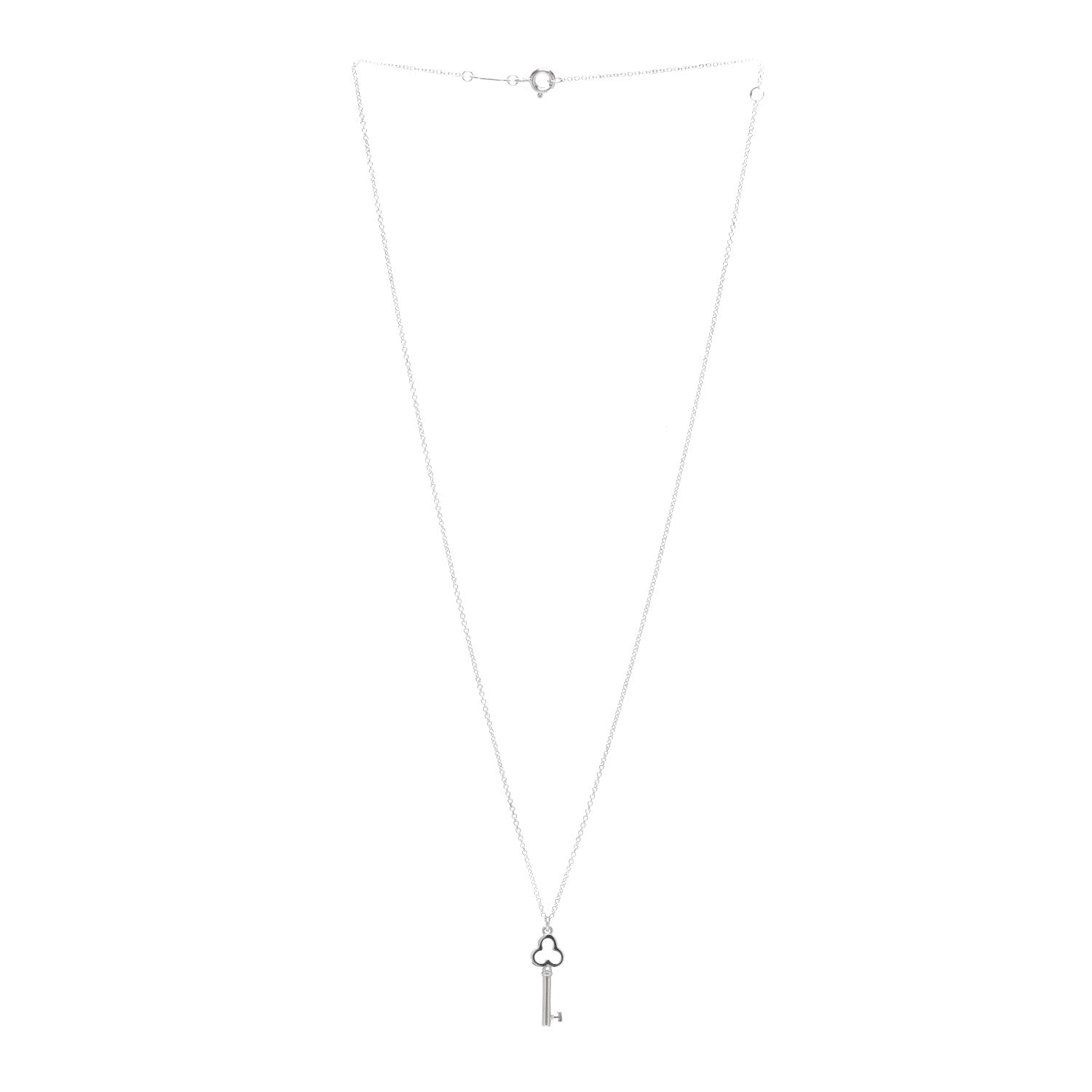 Tiffany Sterling Silver Trefoil Key Pendant Necklace 3 of 4