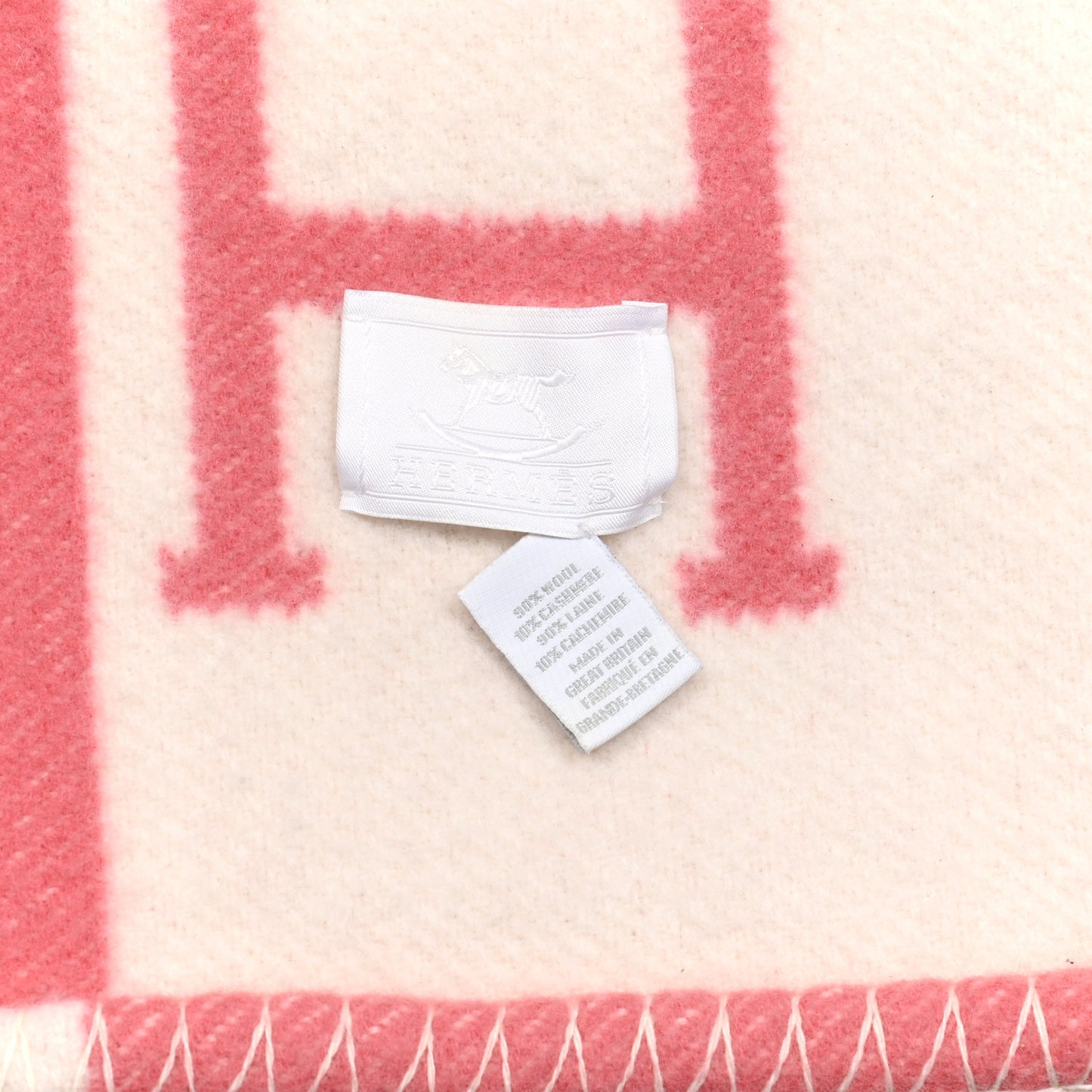 Wool Cashmere Avalon Baby Blanket Rose Airelle White