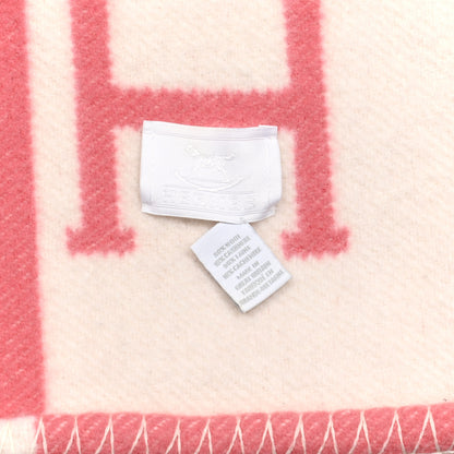 Hermes Wool Cashmere Avalon Baby Blanket Rose Airelle White 3 of 9