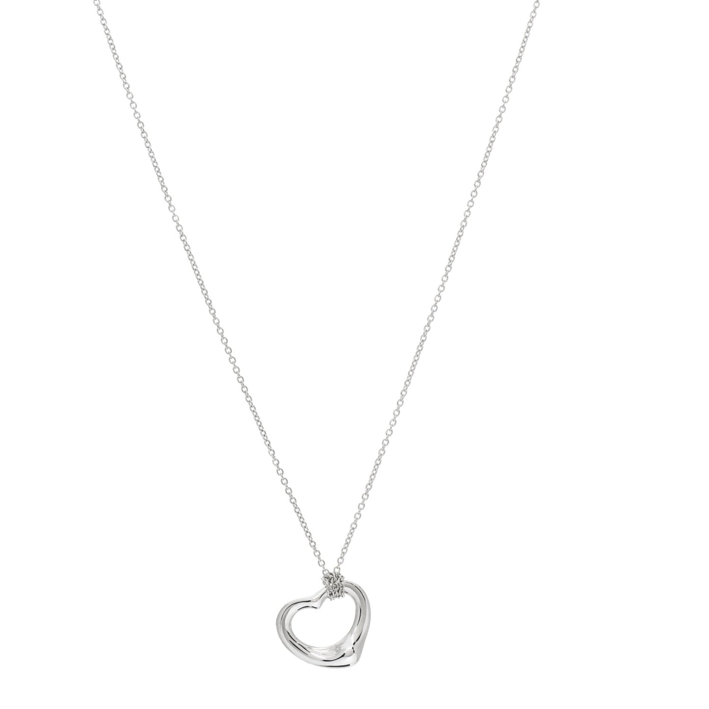Sterling Silver 16mm Elsa Peretti Open Heart Pendant Necklace