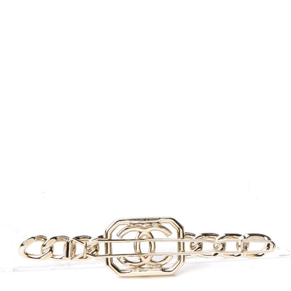Chanel Crystal Chain CC Vendome Hair Clip Barrette Gold 3 of 5