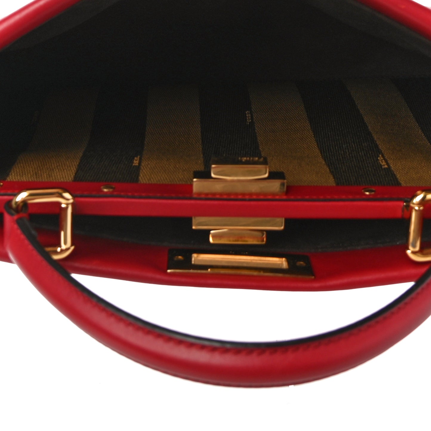 Vitello Morgan Fabric Jacquard Pequin Medium Peekaboo Iconic Satchel Mattone Tobacco Black