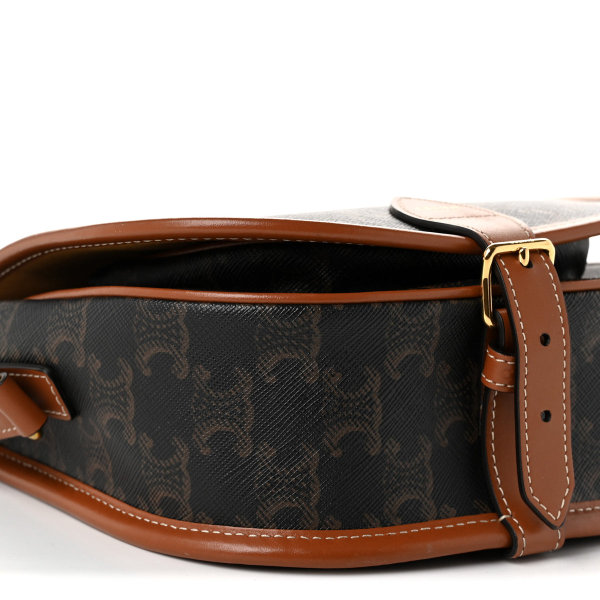 Celine Triomphe Canvas Medium Folco Bag Tan 8 of 10