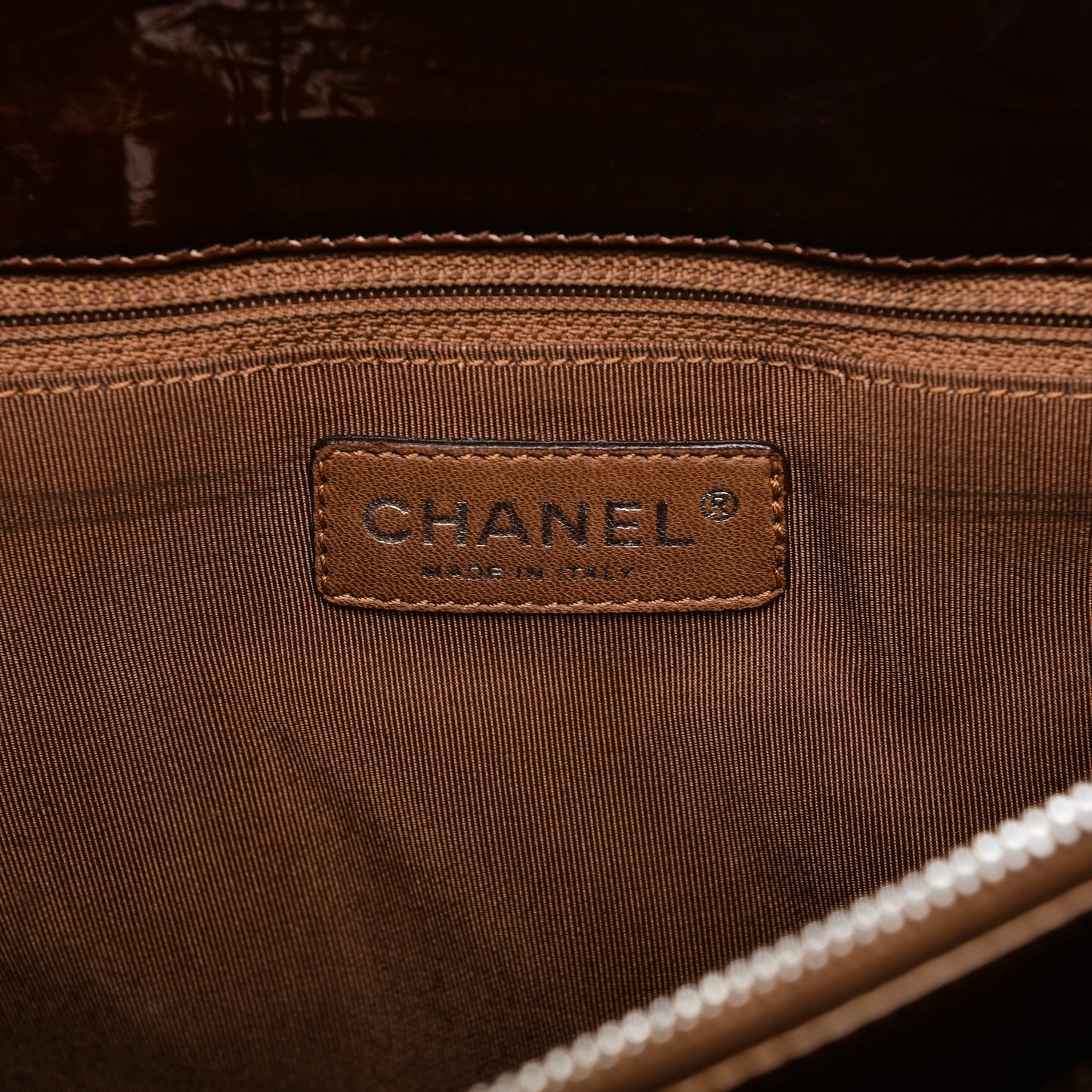 Metallic Patent Quilted Grand Shopping Tote GST Bronze