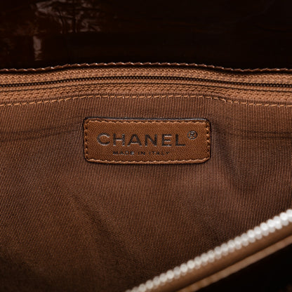 Chanel Metallic Patent Quilted Grand Shopping Tote GST Bronze 6 of 11
