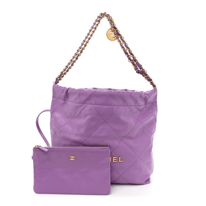 Chanel Shiny Calfskin Quilted Small Chanel 22 Purple 3 of 11