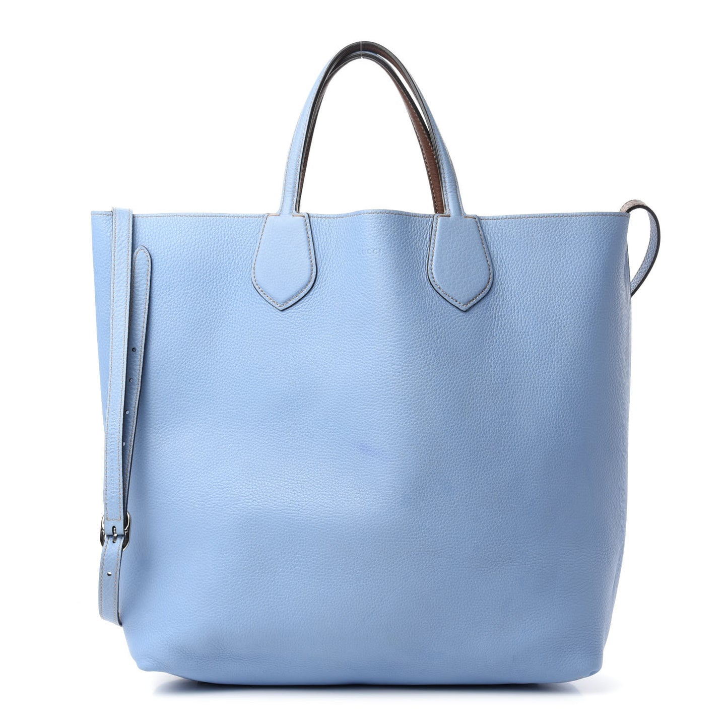 Cellarius Calfskin Bi-Color Medium Ramble Reversible Tote Nut Brown Mineral Blue