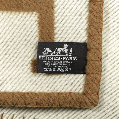 Hermes Wool Cashmere Avalon Blanket Ecru Camel 2 of 2