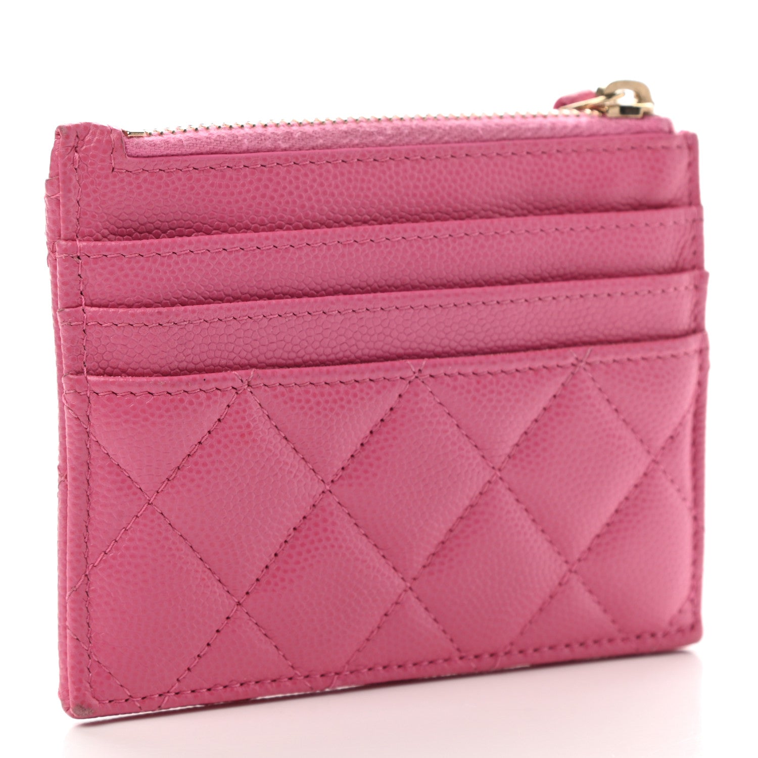 Chanel Caviar Quilted CC Zip Card Holder Pink 3 of 7