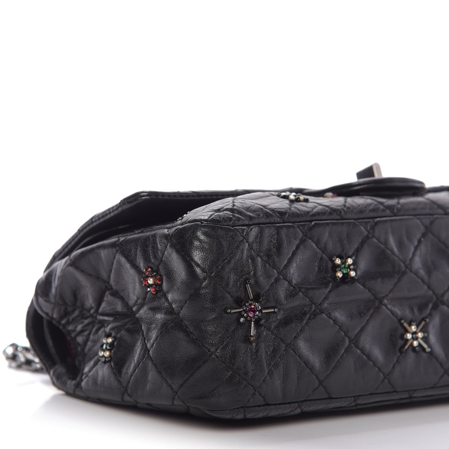 Chanel Aged Calfskin Crystal 2.55 Reissue 225 Flap Black 6 of 9