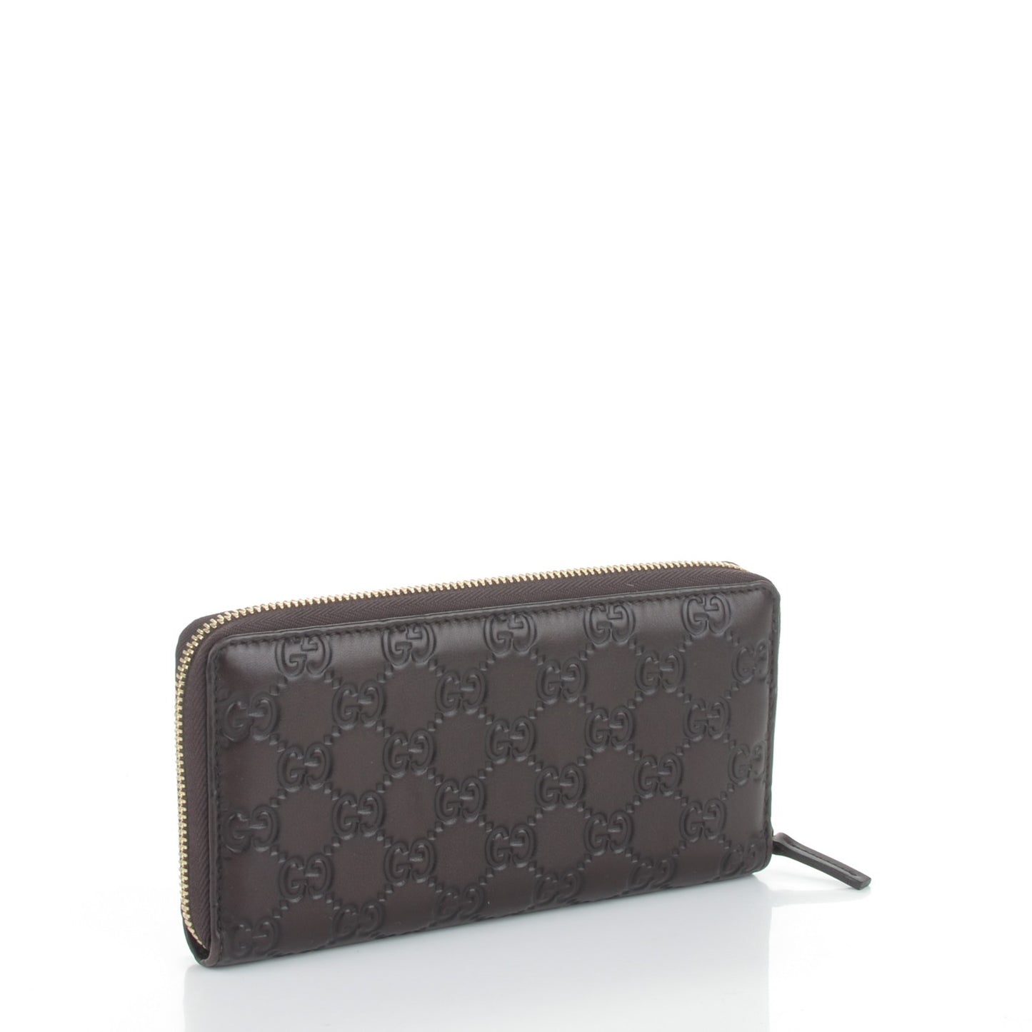 Guccissima Metal Bar Zip Around Wallet Dark Brown