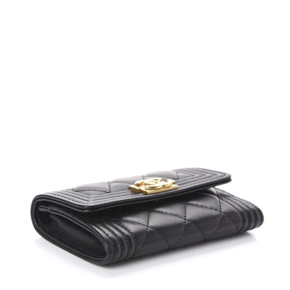 Chanel Lambskin Quilted Boy Card Holder Wallet Black 4 of 8