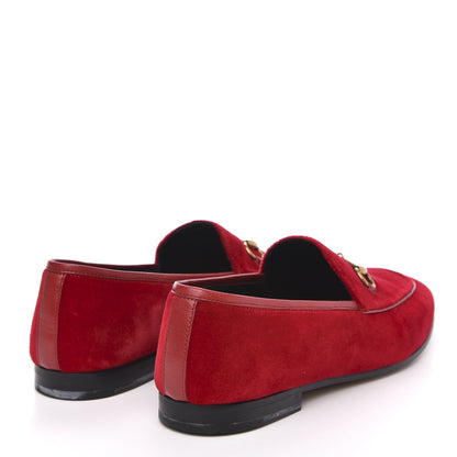 Gucci Velvet Horsebit Womens Jordaan Loafers 41 Hibiscus Red 4 of 10