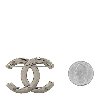Chanel Metal Ruthenium CC Heart Brooch Gold 2 of 3