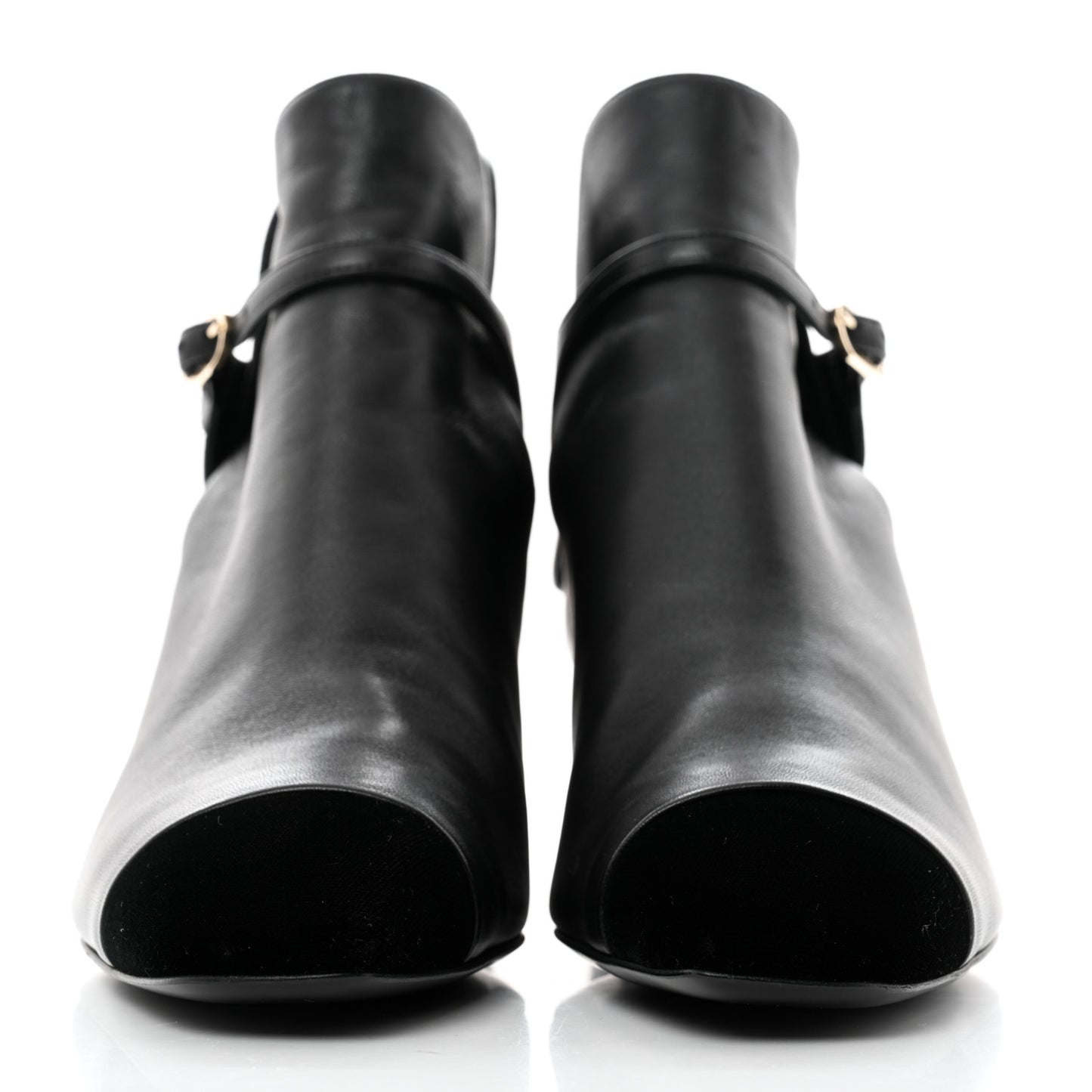Lambskin Velvet Cap Toe Short Ankle Boots 38 Black