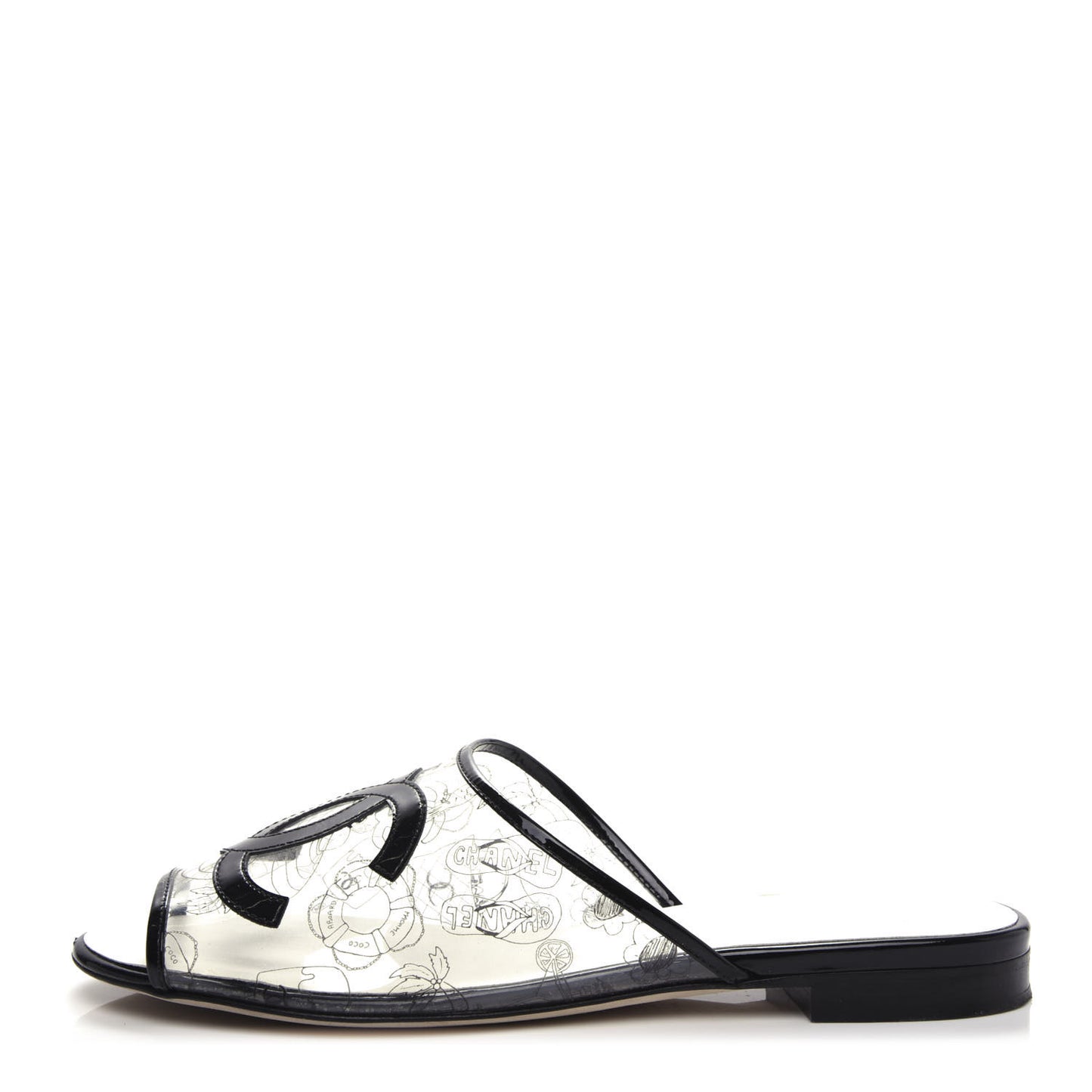 Patent PVC CC Sandal Mule 39 Black