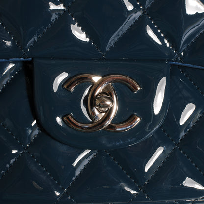Chanel Patent Maxi Double Flap Blue 5 of 10