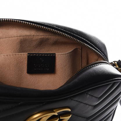 Gucci Calfskin Matelasse Small GG Marmont Chain Shoulder Bag Black 7 of 10