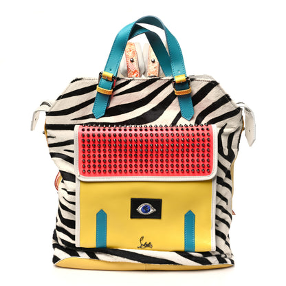 Christian Louboutin Pony Hair Calfskin Snakeskin Spikes Zebra Print Syd Backpack Multicolor 1 of 11