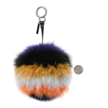 Fendi Fox Fur Shiny Nappa Rainbow Pom Pom Bag Charm Ametista Multicolor Grigio 2 of 4