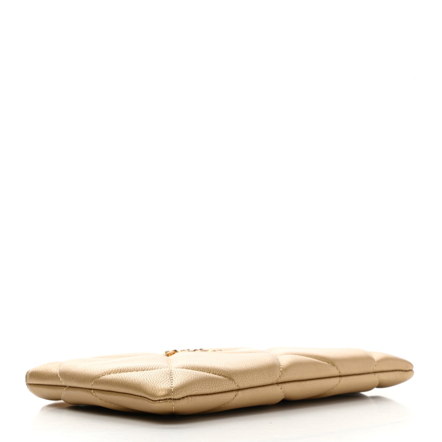 Metallic Goatskin Quilted Chanel 19 Cosmetic Case Gold