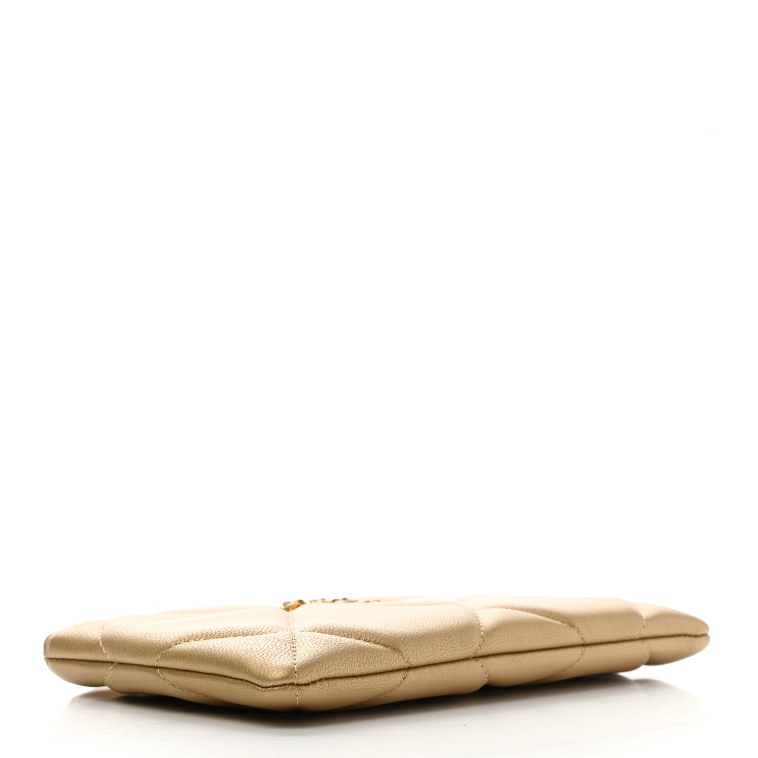 Chanel Metallic Goatskin Quilted Chanel 19 Cosmetic Case Gold 4 of 8