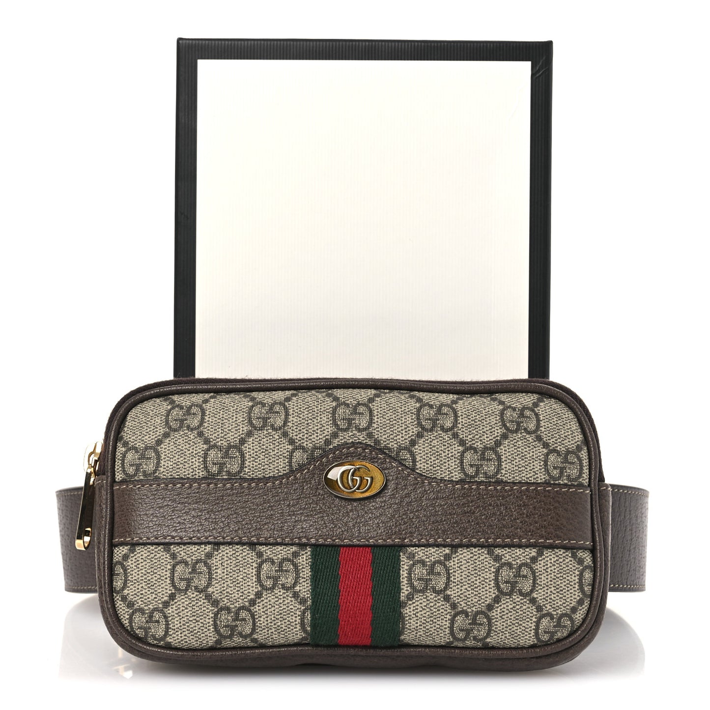 GG Supreme Monogram Ophidia Belted iPhone Case 95 38 Dark Brown