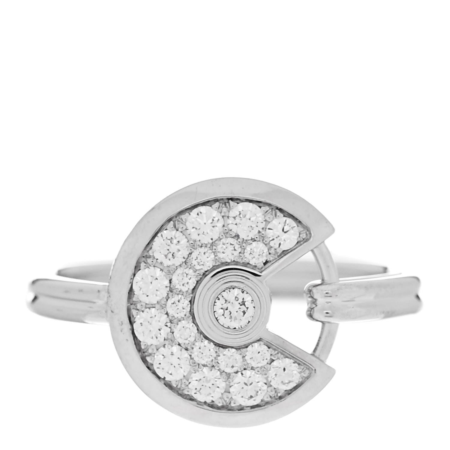 Cartier 18K White Gold Diamond SM Amulette de Cartier Ring 51 5.75 1 of 7