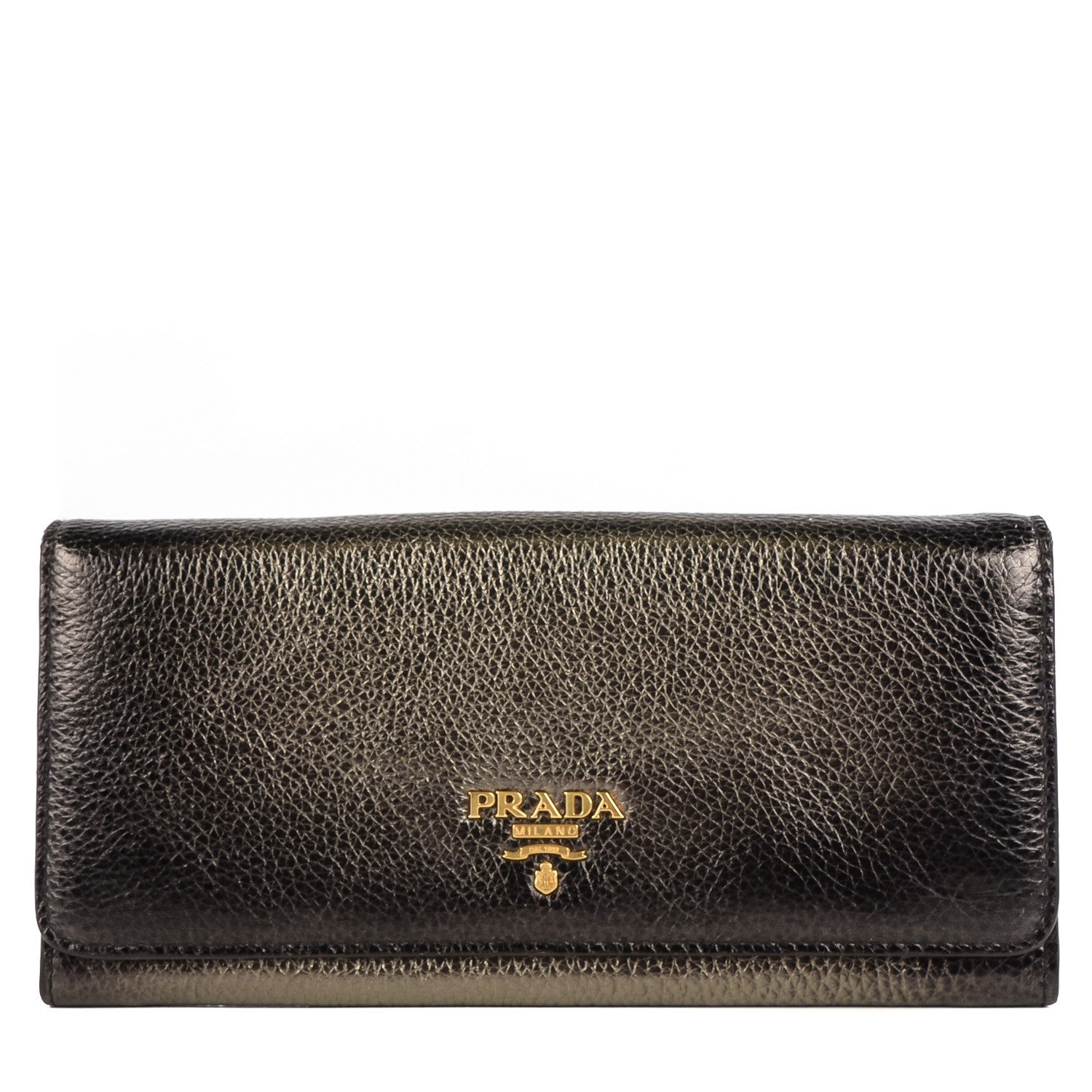 Prada Vitello Daino Antik Continental Flap Wallet Piombo 1 of 8