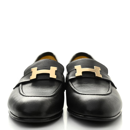Hermes Goatskin Womens Paris Loafers 36 Black 4 of 16