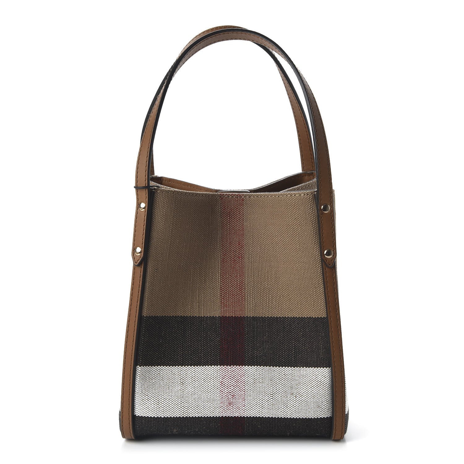Burberry Canvas Mega Check Mini Tote Tan 1 of 10