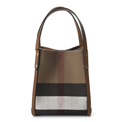 Burberry Canvas Mega Check Mini Tote Tan 1 of 10
