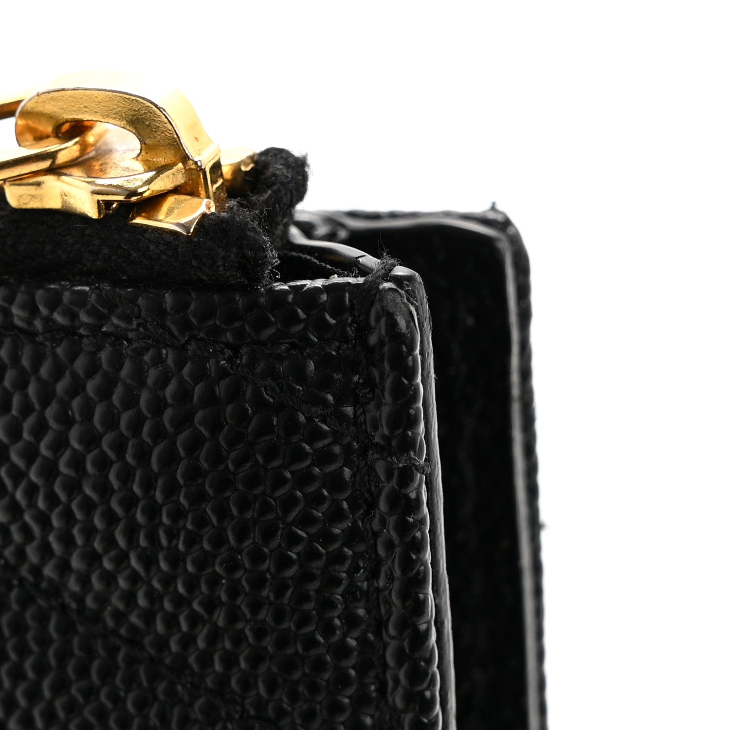 Saint Laurent Grain De Poudre Matelasse Chevron Monogram Zipped Card Case Black 10 of 13