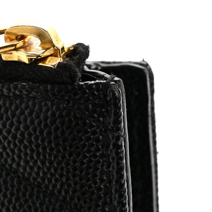 Saint Laurent Grain De Poudre Matelasse Chevron Monogram Zipped Card Case Black 10 of 13