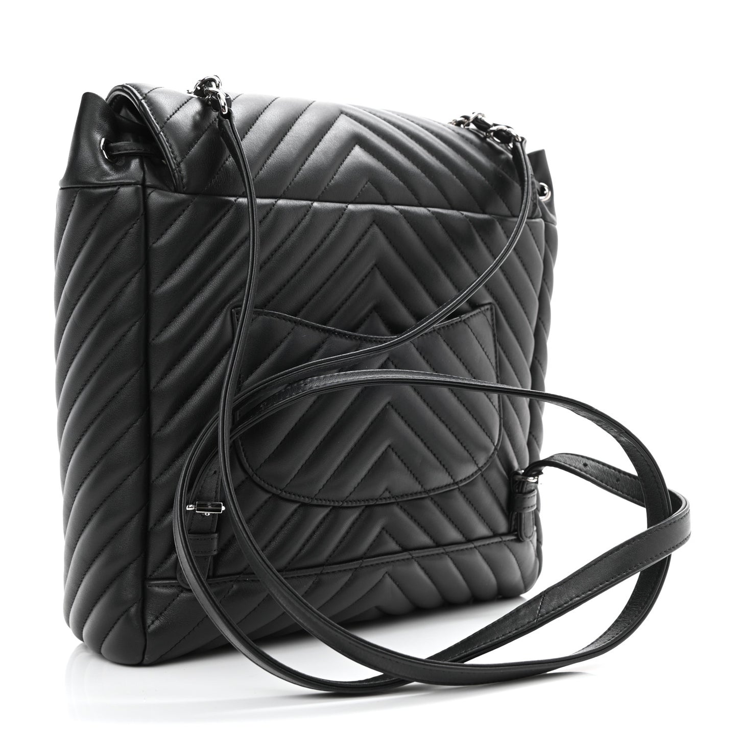 Calfskin Chevron Quilted Large Urban Spirit Backpack Black