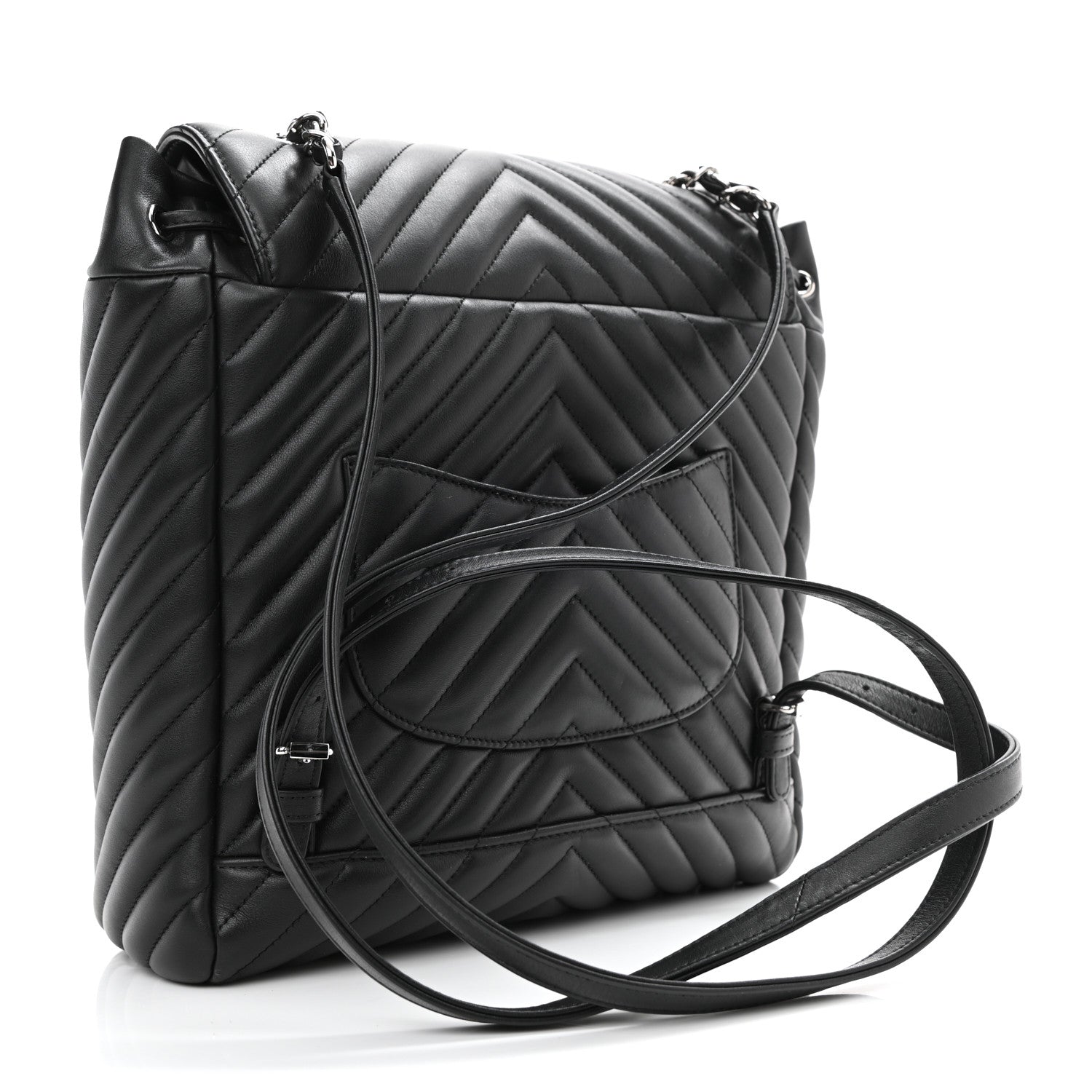 Chanel Calfskin Chevron Quilted Large Urban Spirit Backpack Black 2 of 7
