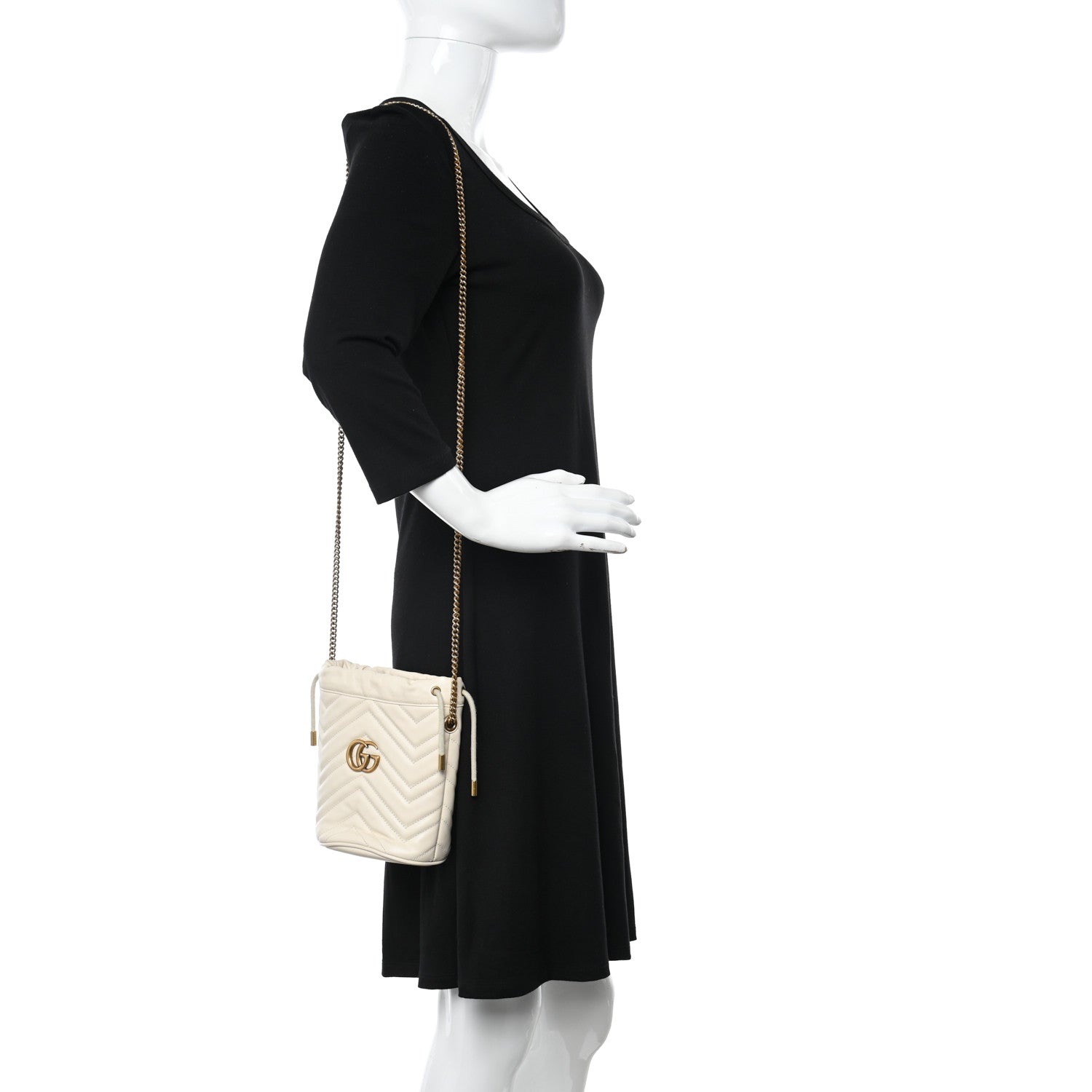 Gucci Calfskin Matelasse Mini GG Marmont 2.0 Bucket Bag White 2 of 10