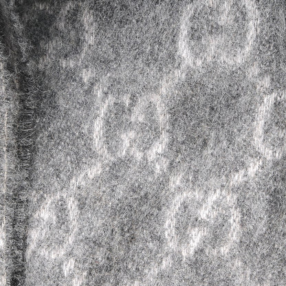 Gucci Cashmere Monogram Fringe Scarf Gray 3 of 3