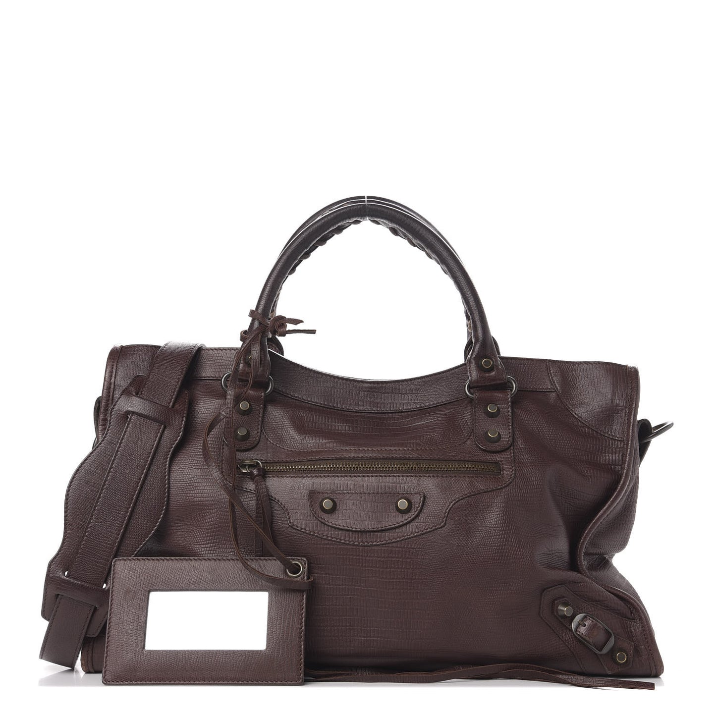 Agneau Classic Hardware Lizard Embossed City Castagna