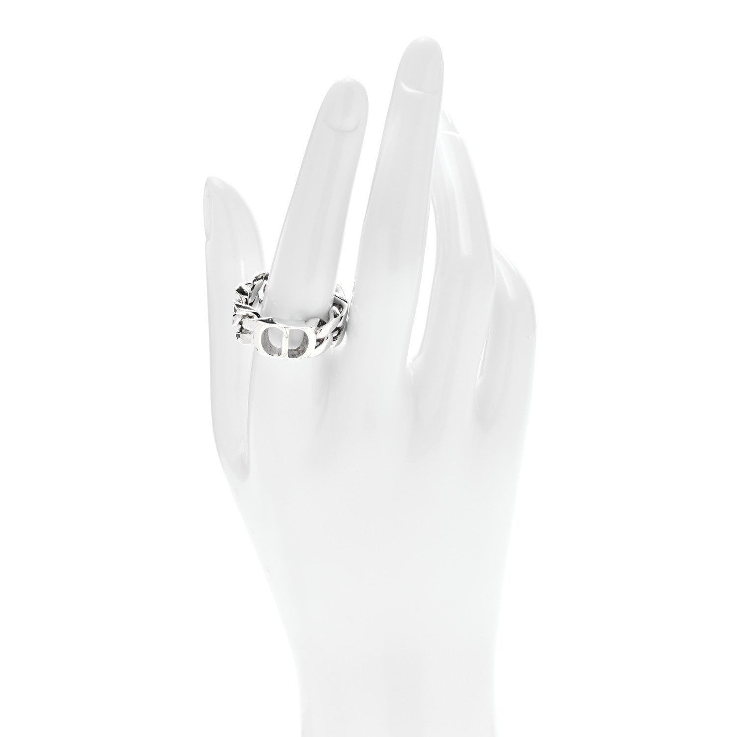 Christian Dior Sterling Silver CD Icon Chain Link Ring 60 9.25 2 of 4