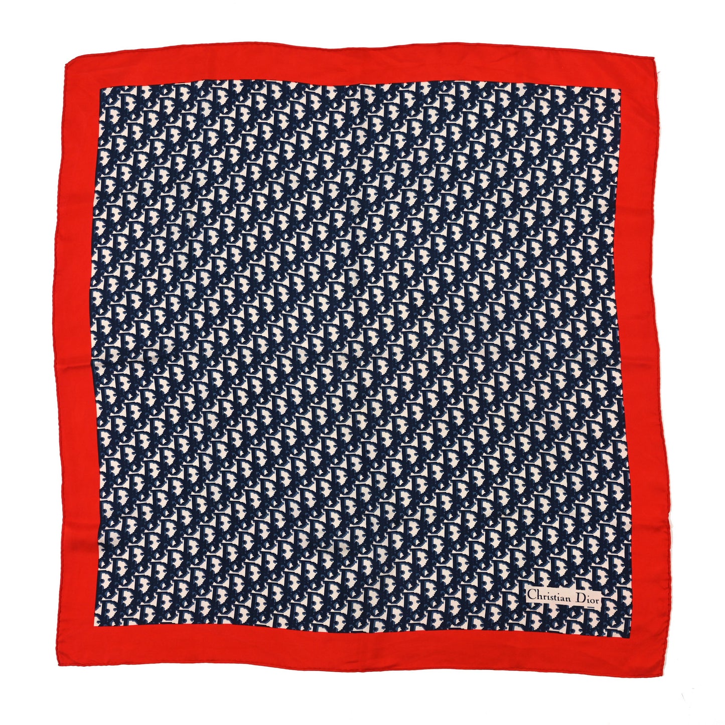 Silk Monogram Scarf Navy Red