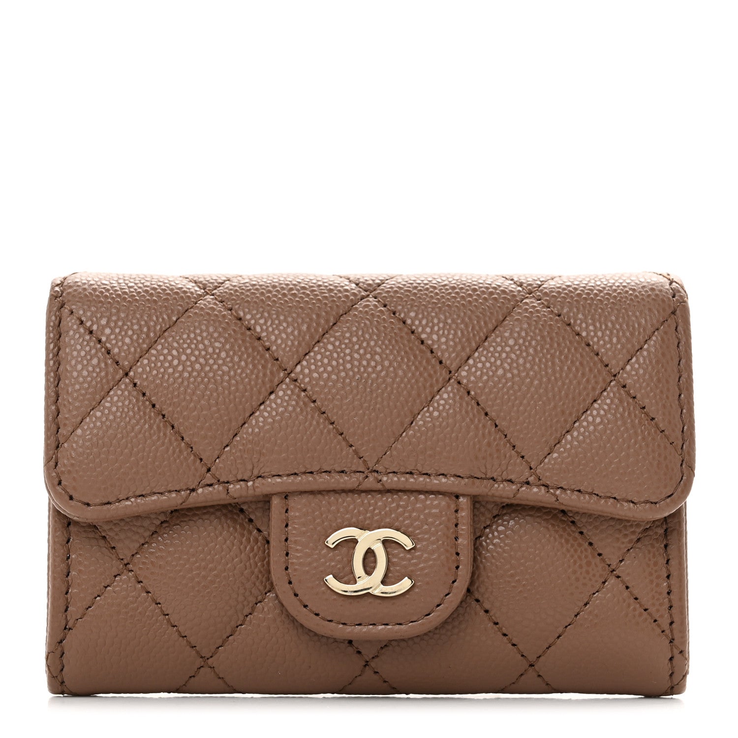 Chanel Caviar Quilted Flap Card Holder Wallet Brown 1 of 9